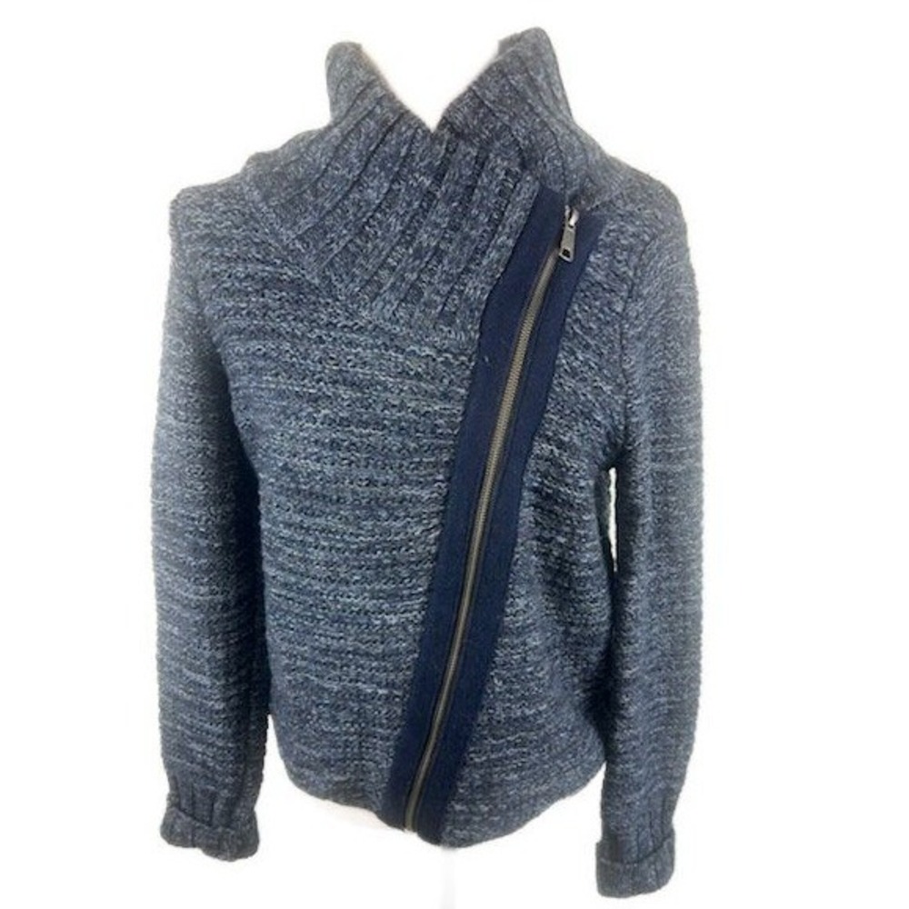 Athleta Moto Zip Sweater Jacket Women's Size Medium‎ Extra Fine Merino Wool